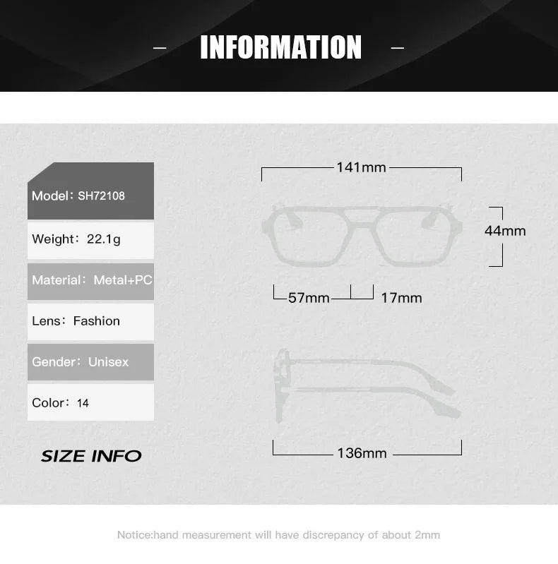 SHAUNA Fashion Double Bridges Women Square Sunglasses Fashion Men Ocean Film Shades UV400 Trending Sun Glasses