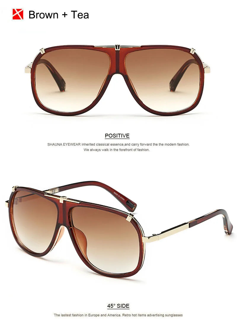 SHAUNA Retro Men Square Sunglasses Brand Designer Fashion Women Gradient Lens Glasses UV400