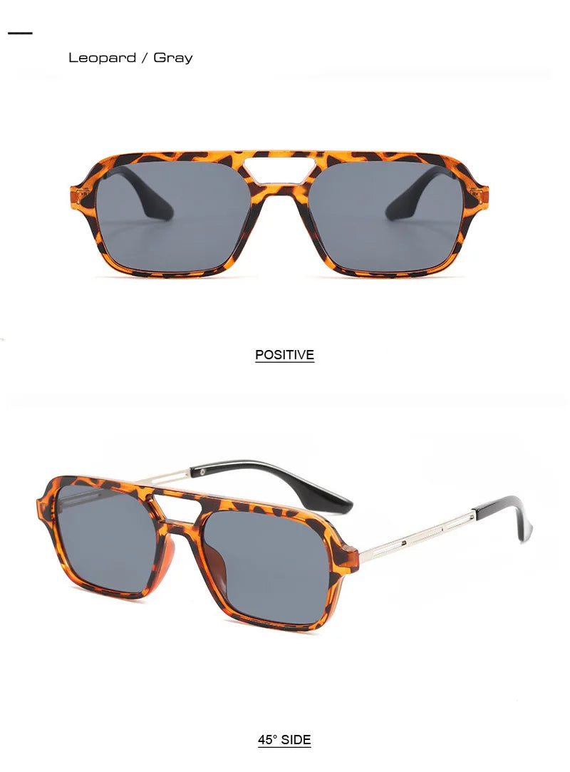 SHAUNA Fashion Double Bridges Women Square Sunglasses Fashion Men Ocean Film Shades UV400 Trending Sun Glasses