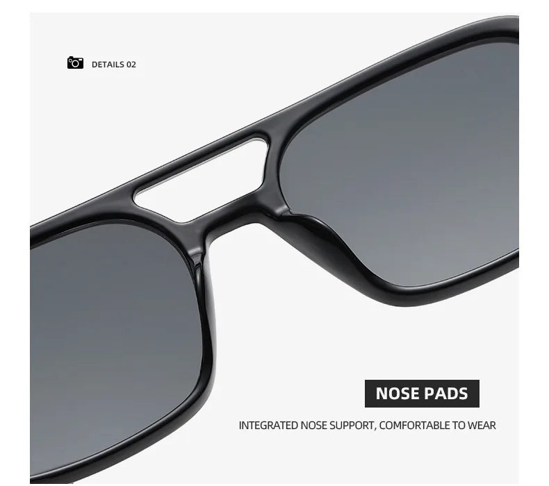 SHAUNA Fashion Double Bridges Women Square Sunglasses Fashion Men Ocean Film Shades UV400 Trending Sun Glasses