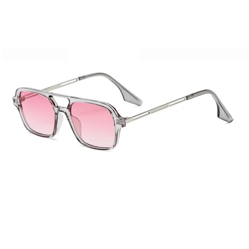 SHAUNA Fashion Double Bridges Women Square Sunglasses Fashion Men Ocean Film Shades UV400 Trending Sun Glasses