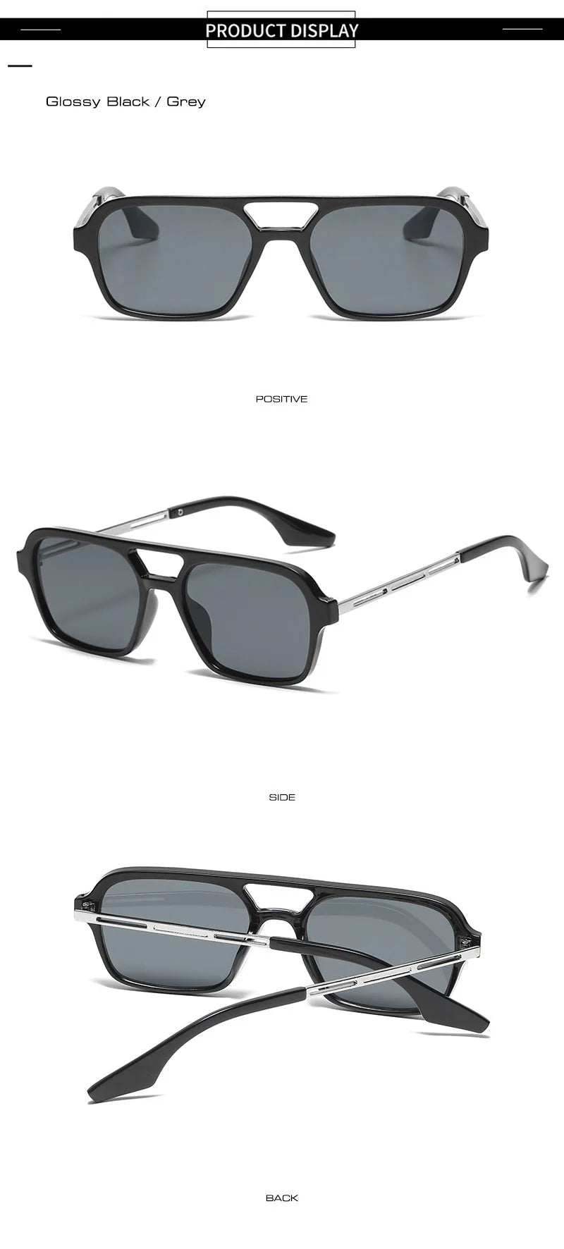 SHAUNA Fashion Double Bridges Women Square Sunglasses Fashion Men Ocean Film Shades UV400 Trending Sun Glasses