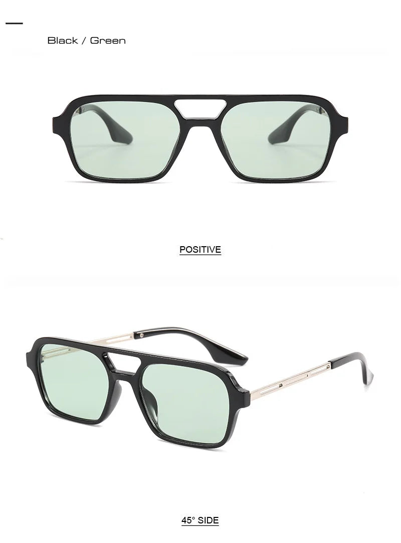 SHAUNA Fashion Double Bridges Women Square Sunglasses Fashion Men Ocean Film Shades UV400 Trending Sun Glasses