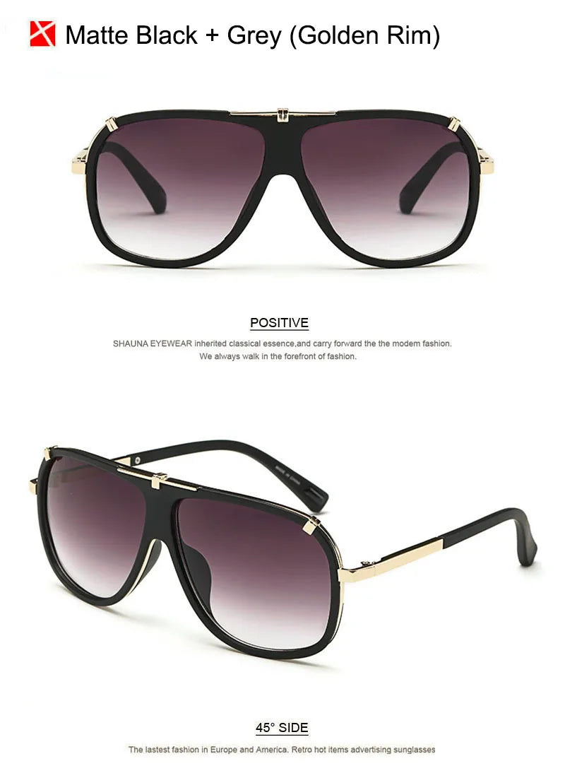 SHAUNA Retro Men Square Sunglasses Brand Designer Fashion Women Gradient Lens Glasses UV400