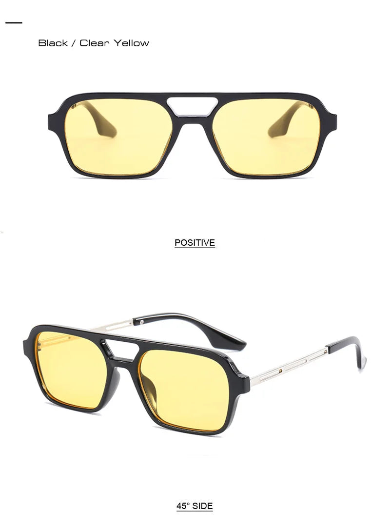 SHAUNA Fashion Double Bridges Women Square Sunglasses Fashion Men Ocean Film Shades UV400 Trending Sun Glasses