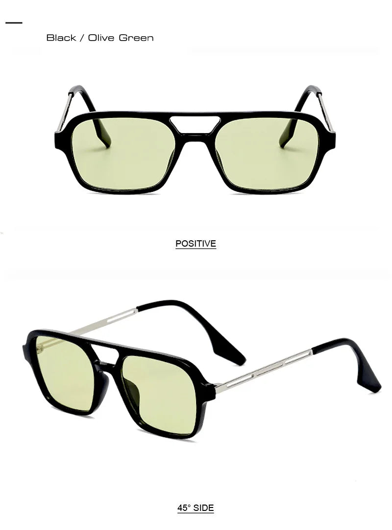 SHAUNA Fashion Double Bridges Women Square Sunglasses Fashion Men Ocean Film Shades UV400 Trending Sun Glasses