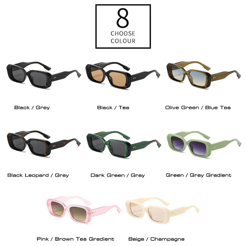 SHAUNA Retro Square Sunglasses Women Fashion Rivets Gradient Shades UV400 Men Green Pink Sun Glasses