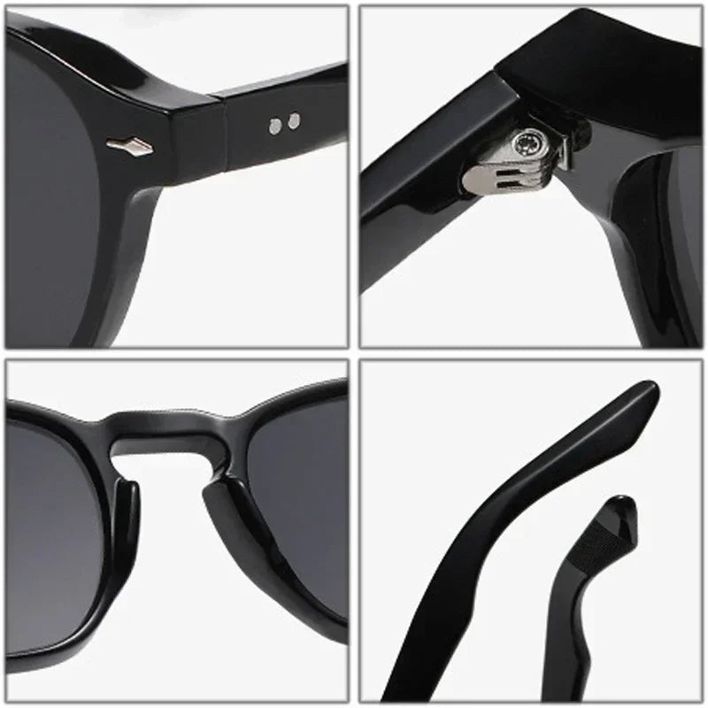 JNPCXI Retro Rivets Men Square Sunglasses Fashion Blue Green Trending Shades UV400 Women Clear Frame