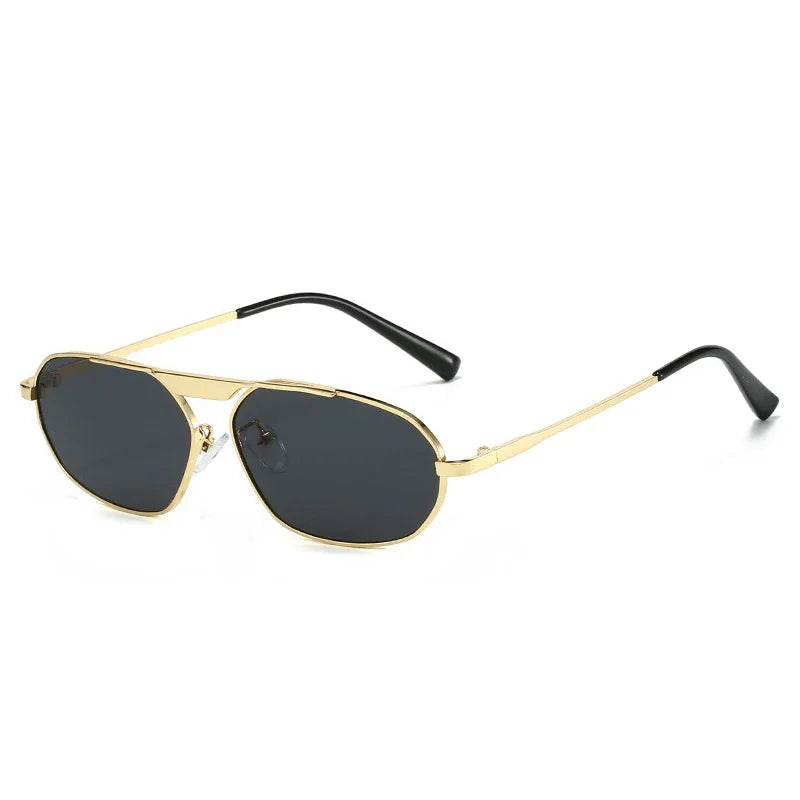 SO&EI Retro Metal Cat Eye Women Sunglasses Fashion Brand Designer Irregular Polygon Men Punk Shades UV400 Sun Glasses