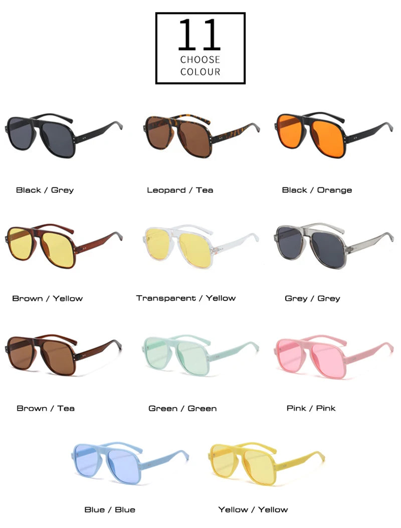 SHAUNA Fashion Pilot Men Sunglasses Retro Candy Color Shades UV400 Women Trending Rivets Sun Glasses