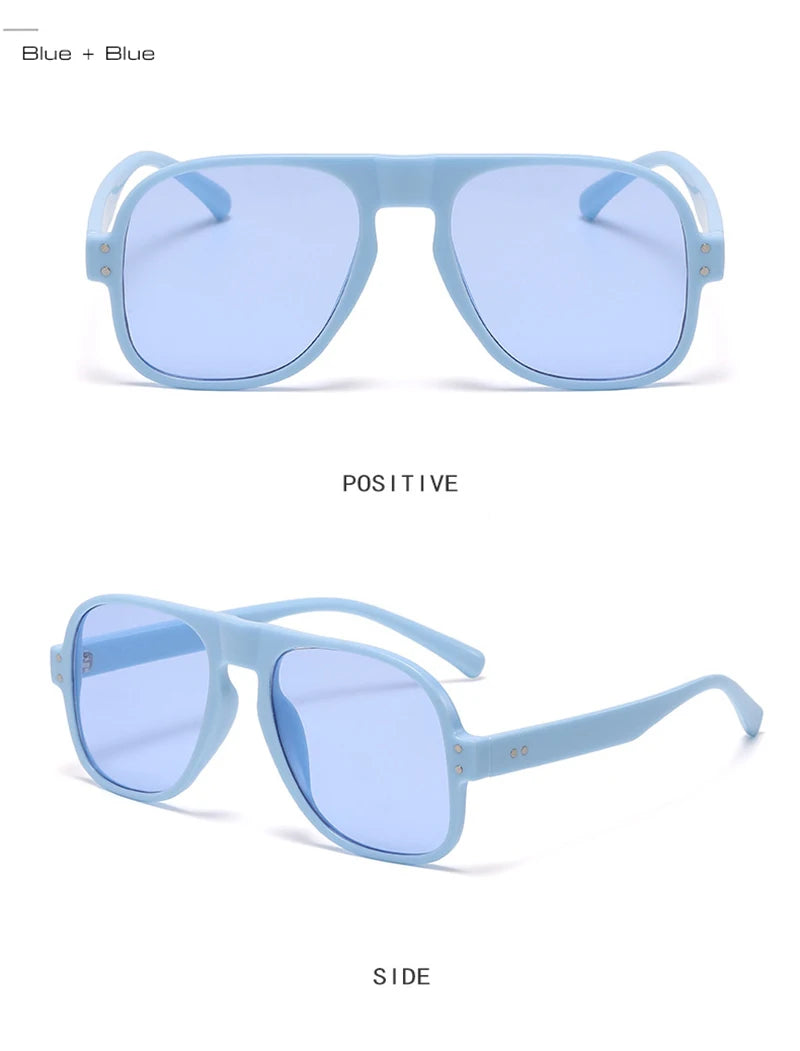 SHAUNA Fashion Pilot Men Sunglasses Retro Candy Color Shades UV400 Women Trending Rivets Sun Glasses