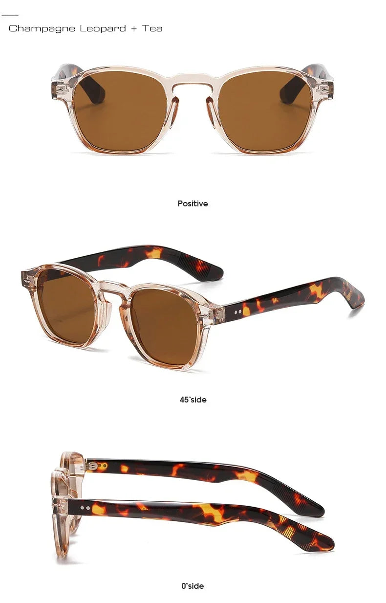 JNPCXI Retro Rivets Men Square Sunglasses Fashion Blue Green Trending Shades UV400 Women Clear Frame