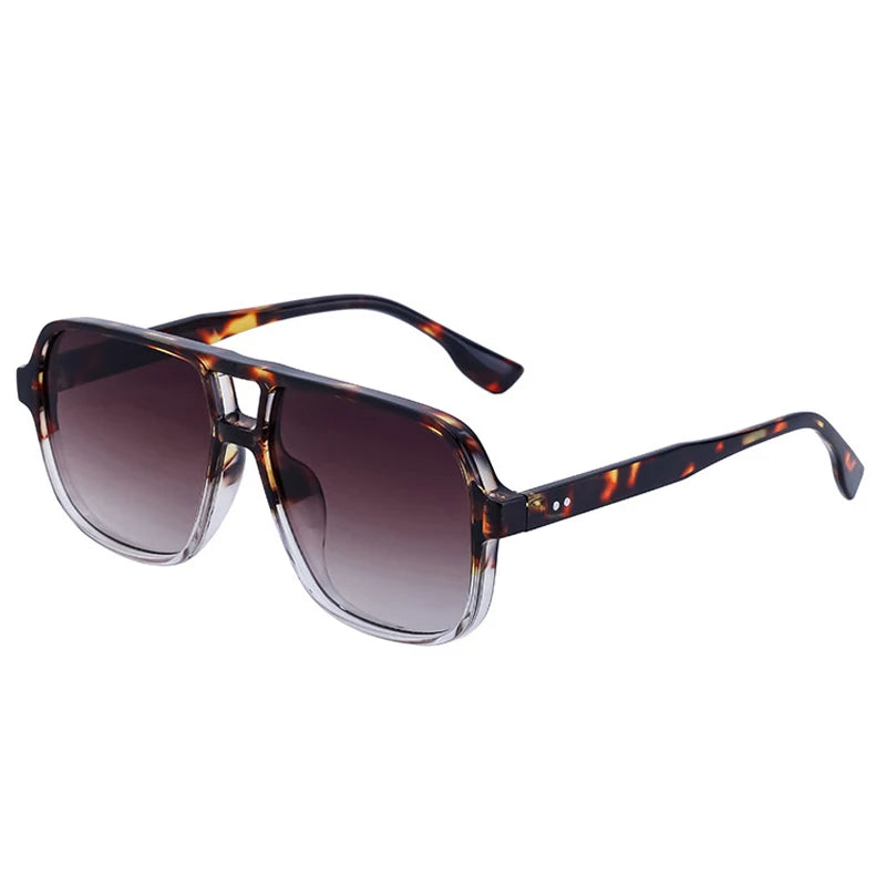 SHAUNA Retro Double Bridges Square Women Gradient Sunglasses Shades UV400 Fashion Rivets Decoration Men Sun Glasses