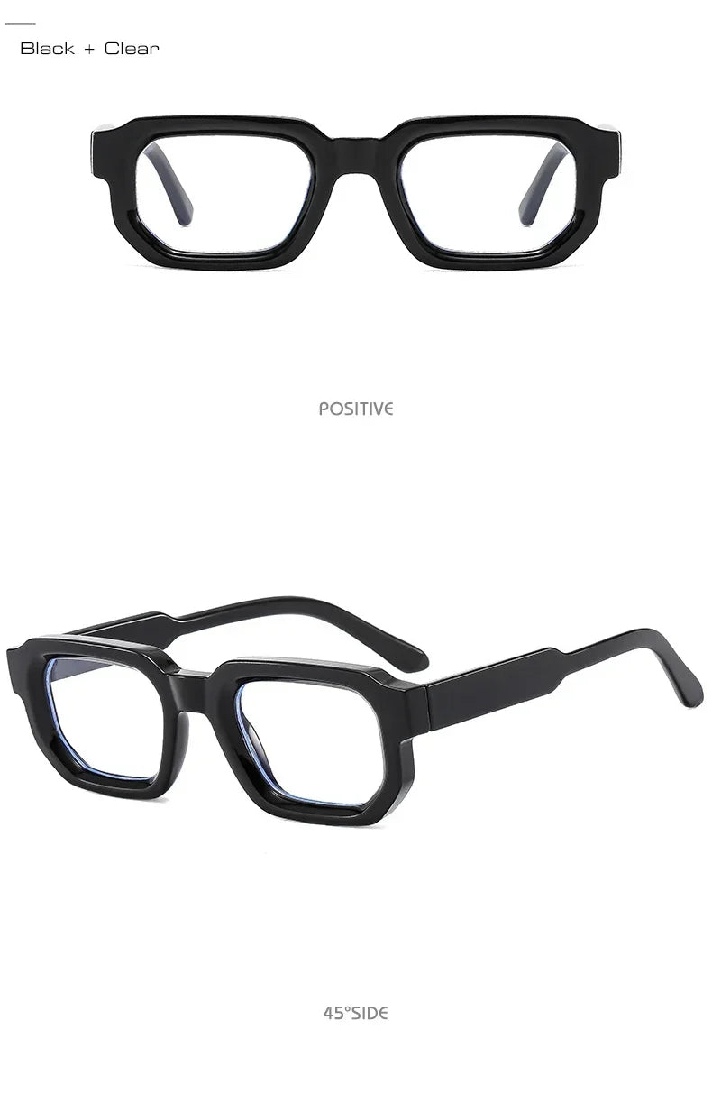 JNPCXI Fashion Blue Square Sunglasses For Women Men Retro Luxury Designer Clear Lens Sun Glasses Shades UV400 Eyeglasses