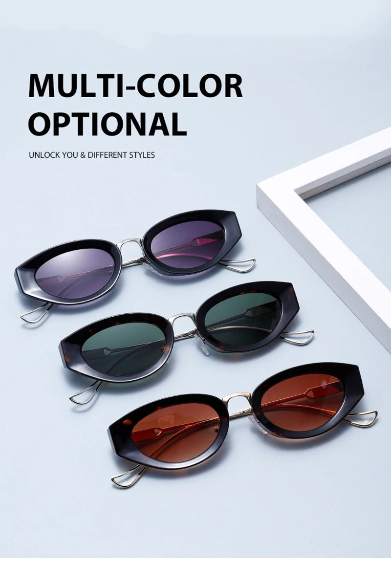 SHAUNA Retro Small Cat Eye Women Sunglasses Fashion Gradient Shades UV400 Men Yellow Sun Glasses