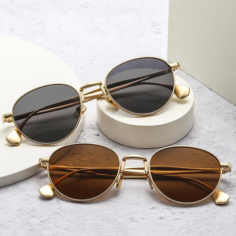 SHAUNA Retro Metal Round Punk Men Sunglasses Shades UV400 Fashion Trending Gradient Women Sun Glasses