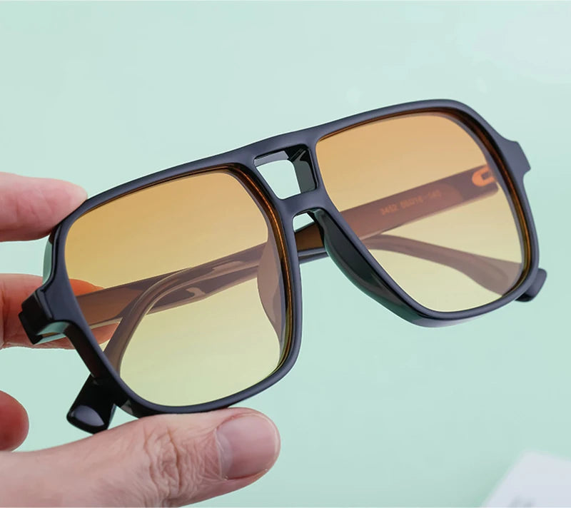 SHAUNA Retro Double Bridges Square Women Gradient Sunglasses Shades UV400 Fashion Rivets Decoration Men Sun Glasses