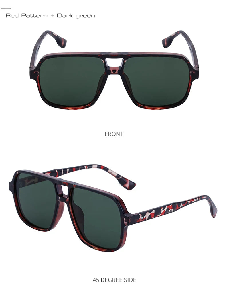 SHAUNA Retro Double Bridges Square Women Gradient Sunglasses Shades UV400 Fashion Rivets Decoration Men Sun Glasses