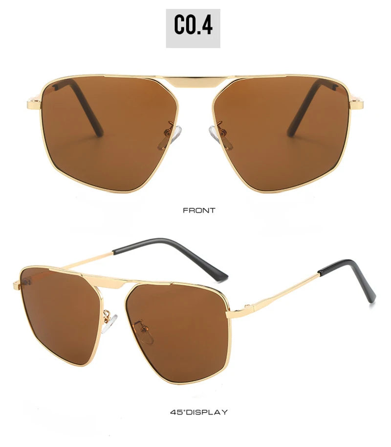 SHAUNA Retro Metal Polygon Square Sunglasses Women Fashion Champagne Shades UV400 Men Sun Glasses