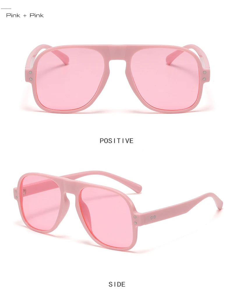 SHAUNA Fashion Pilot Men Sunglasses Retro Candy Color Shades UV400 Women Trending Rivets Sun Glasses