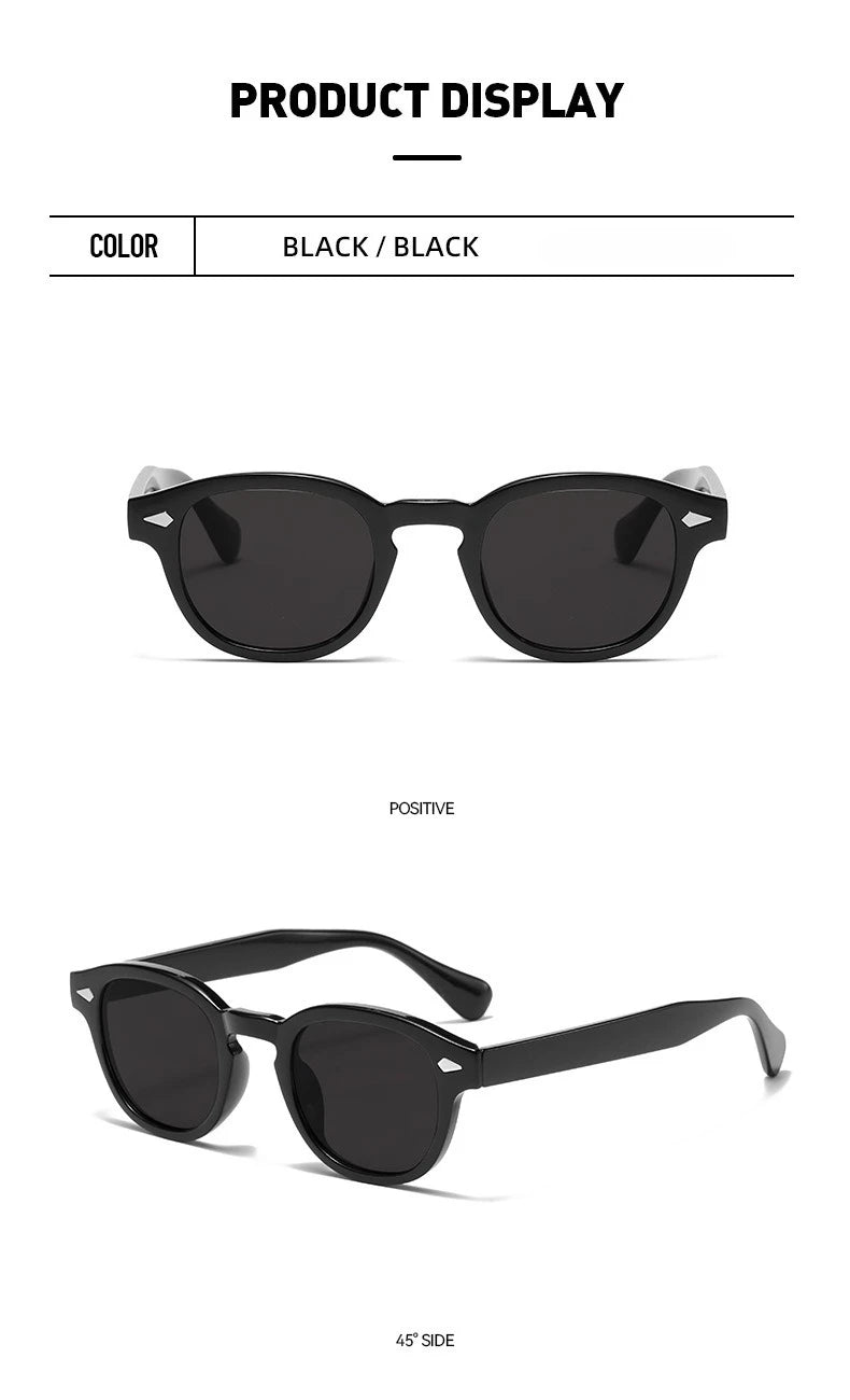 JNPCXI Vintage Round Sunglasses Women Men Retro Rivet Blue Gradient Female Sun Glasses UV400