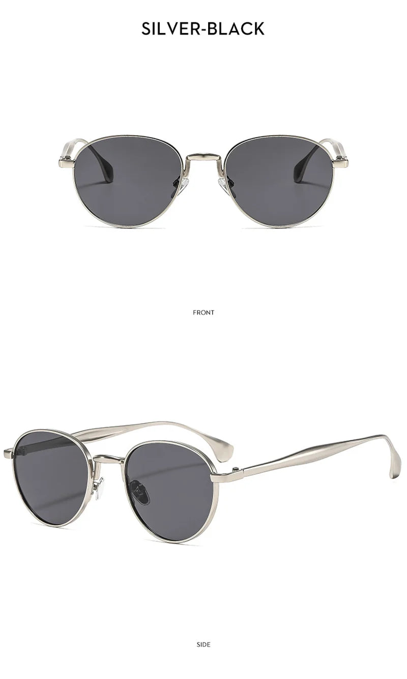 SHAUNA Retro Metal Round Punk Men Sunglasses Shades UV400 Fashion Trending Gradient Women Sun Glasses