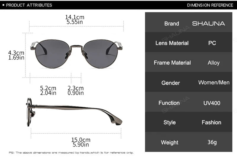 SHAUNA Retro Metal Round Punk Men Sunglasses Shades UV400 Fashion Trending Gradient Women Sun Glasses