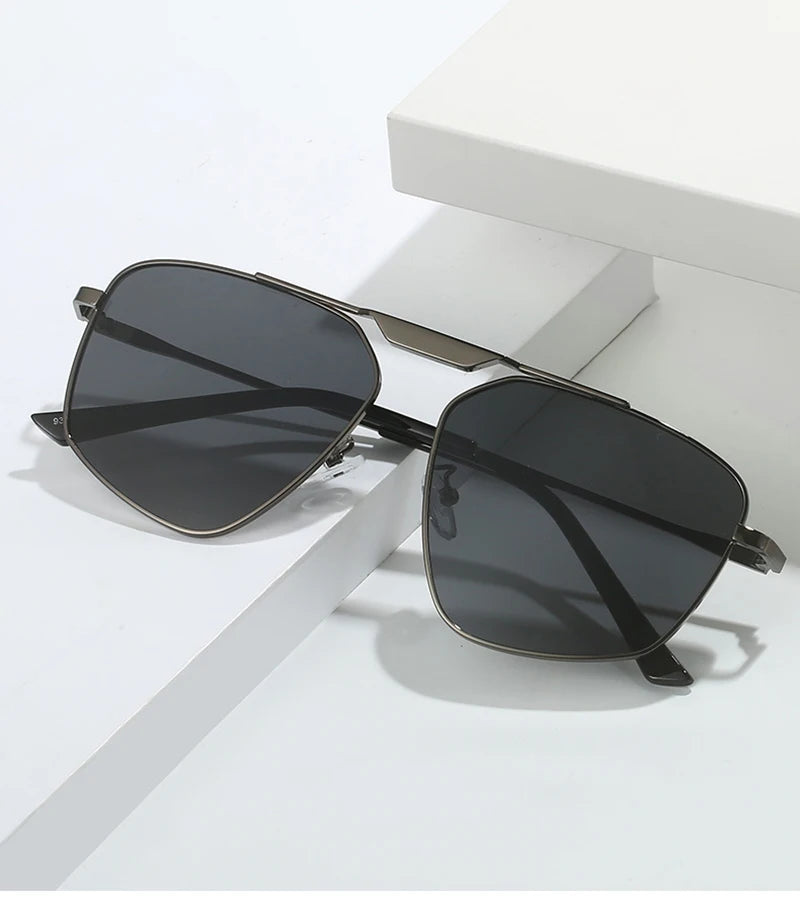 SHAUNA Retro Metal Polygon Square Sunglasses Women Fashion Champagne Shades UV400 Men Sun Glasses