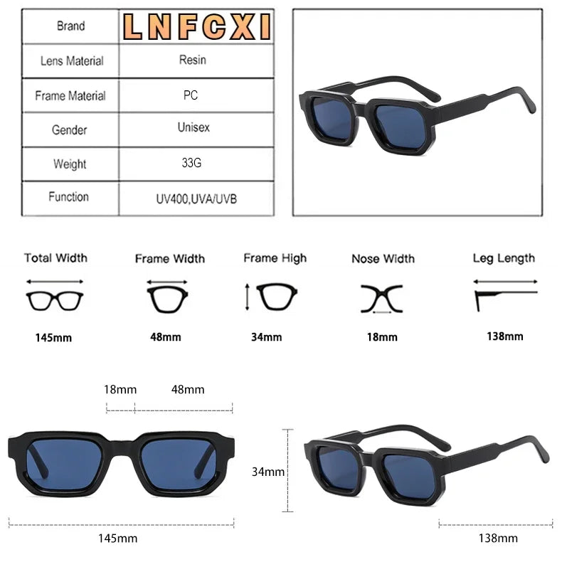 JNPCXI Fashion Blue Square Sunglasses For Women Men Retro Luxury Designer Clear Lens Sun Glasses Shades UV400 Eyeglasses