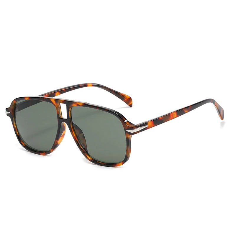 SO&EI Fashion Double Bridges Men Pilot Sunglasses Retro Clear Blue Shades UV400 Women Trending Square Rivets Sun Glasses