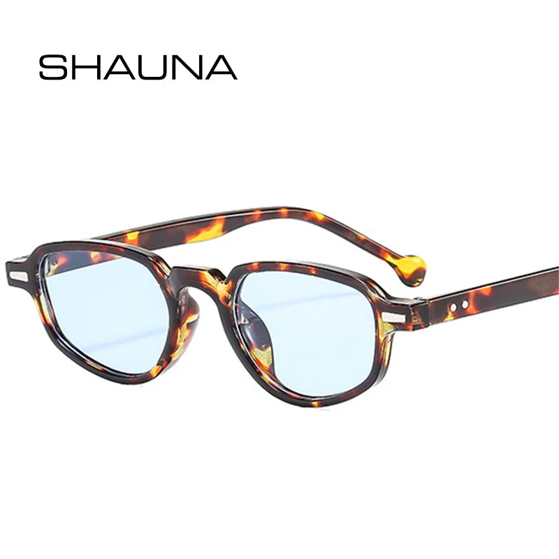 SHAUNA Ins Popular Fashion Small Cat Eye Women Sunglasses Retro Clear Ocean Lens Shades UV400 Men Rivets Sun Glasses