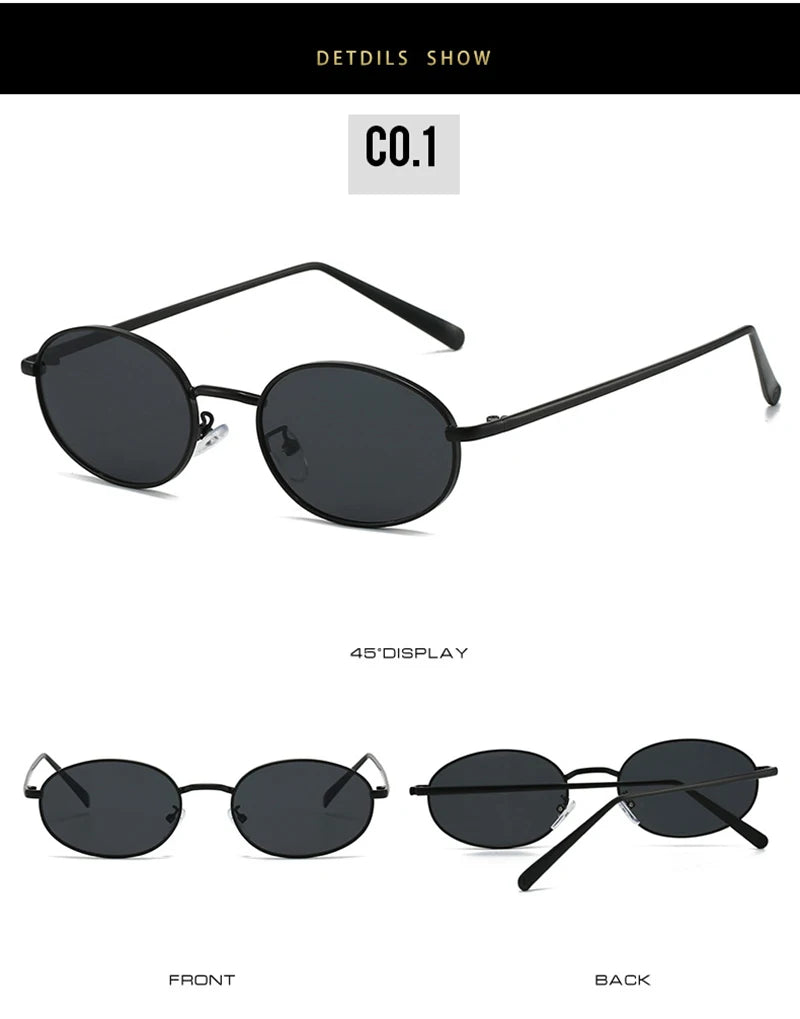 SHAUNA Retro Small Oval Metal Frame Women Sunglasses UV400 Men Punk Sun Glasses