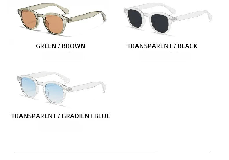 JNPCXI Vintage Round Sunglasses Women Men Retro Rivet Blue Gradient Female Sun Glasses UV400