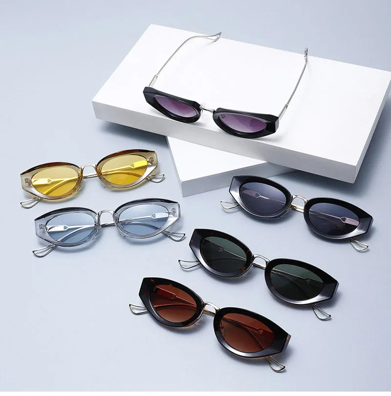 SHAUNA Retro Small Cat Eye Women Sunglasses Fashion Gradient Shades UV400 Men Yellow Sun Glasses