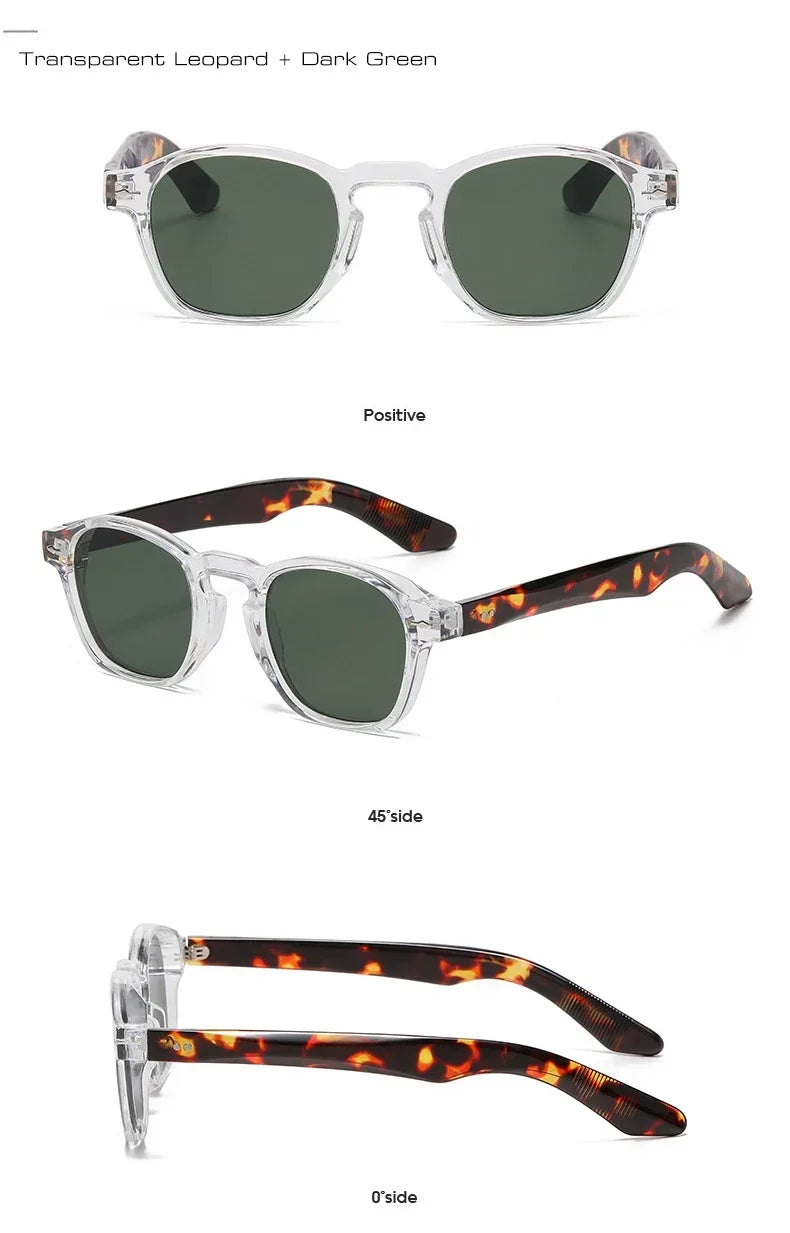 JNPCXI Retro Rivets Men Square Sunglasses Fashion Blue Green Trending Shades UV400 Women Clear Frame