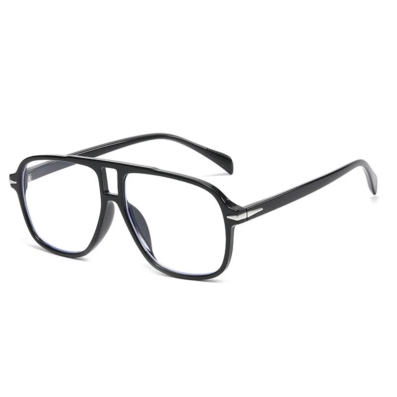 SO&EI Fashion Double Bridges Men Pilot Sunglasses Retro Clear Blue Shades UV400 Women Trending Square Rivets Sun Glasses