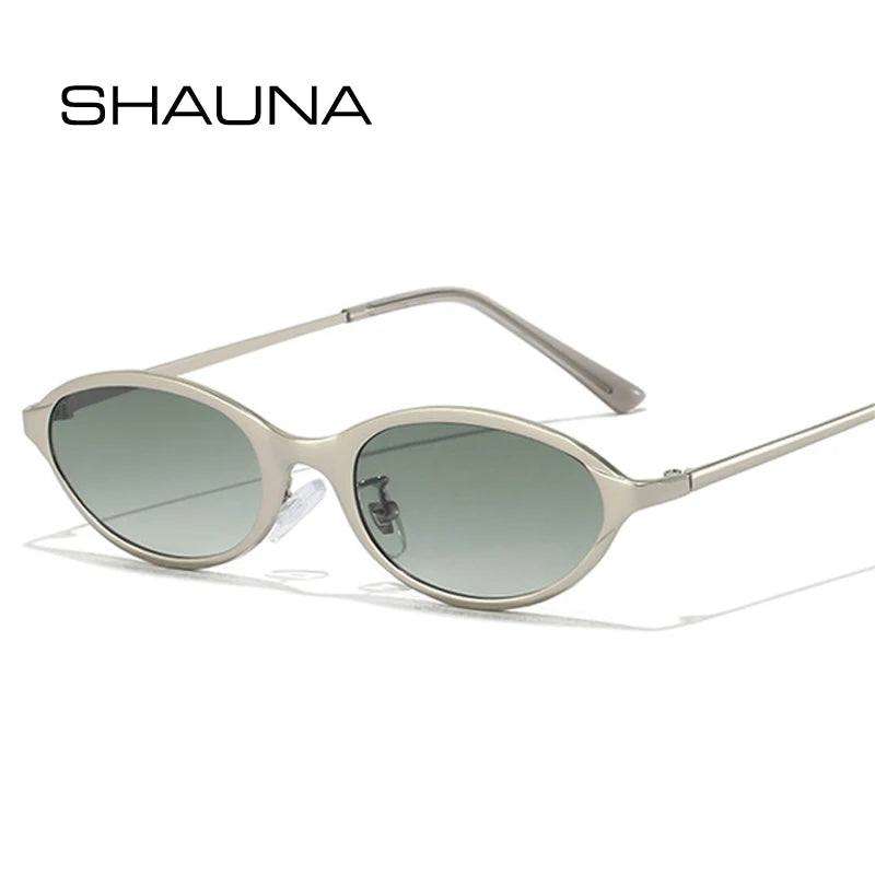 SHAUNA Retro Small Oval Sunglasses Women Gradient Shades UV400 Fashion Men Matte Metal Frame Punk Sun Glasses