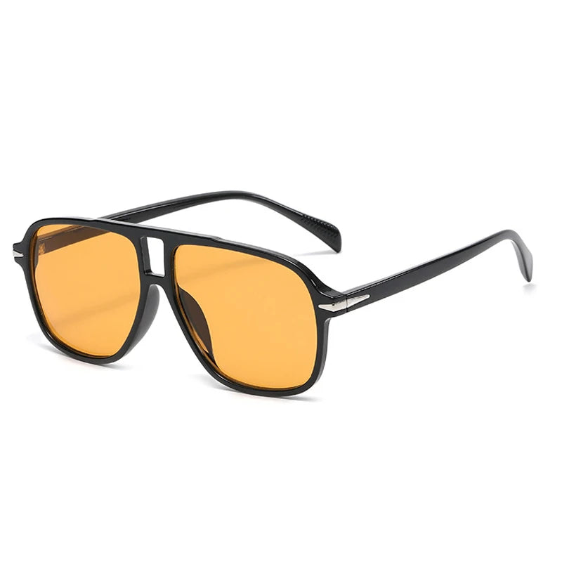 SO&EI Fashion Double Bridges Men Pilot Sunglasses Retro Clear Blue Shades UV400 Women Trending Square Rivets Sun Glasses