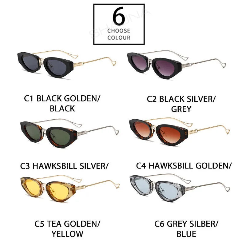 SHAUNA Retro Small Cat Eye Women Sunglasses Fashion Gradient Shades UV400 Men Yellow Sun Glasses