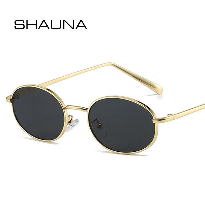 SHAUNA Retro Small Oval Metal Frame Women Sunglasses UV400 Men Punk Sun Glasses
