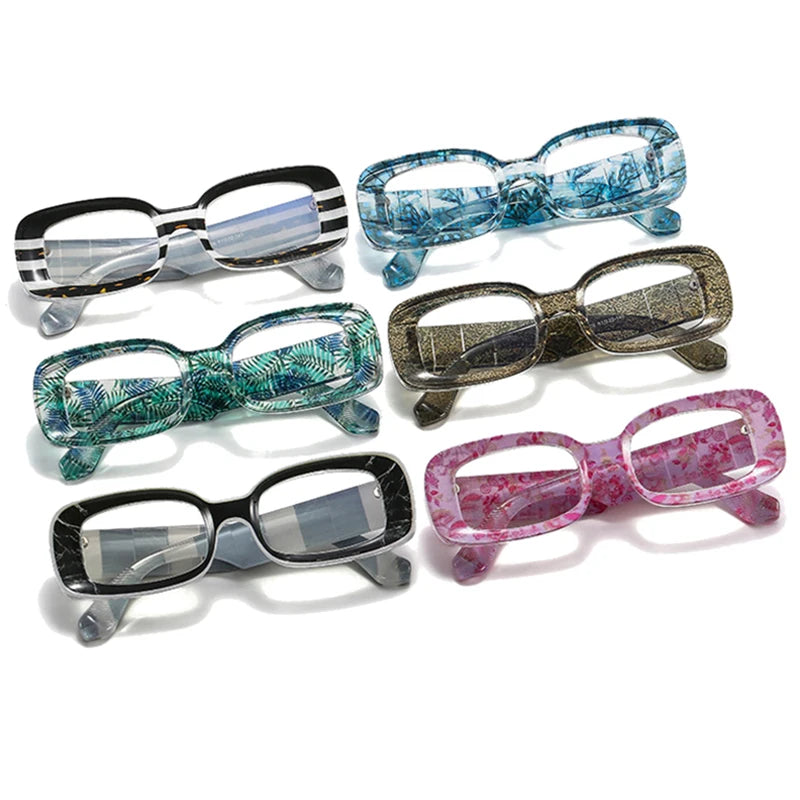 SO&EI Retro Colorful Rectangle Women Sunglasses Fashion Candy Color Shades UV400 Men Clear Gradient Square Sun Glasses