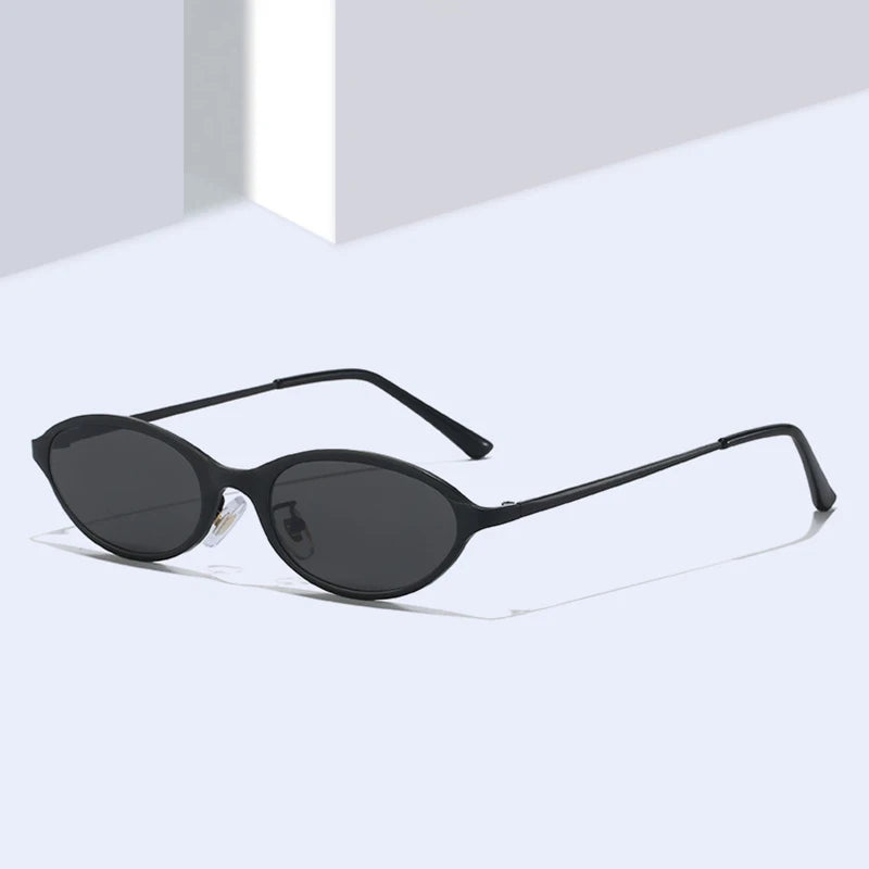 SHAUNA Retro Small Oval Sunglasses Women Gradient Shades UV400 Fashion Men Matte Metal Frame Punk Sun Glasses