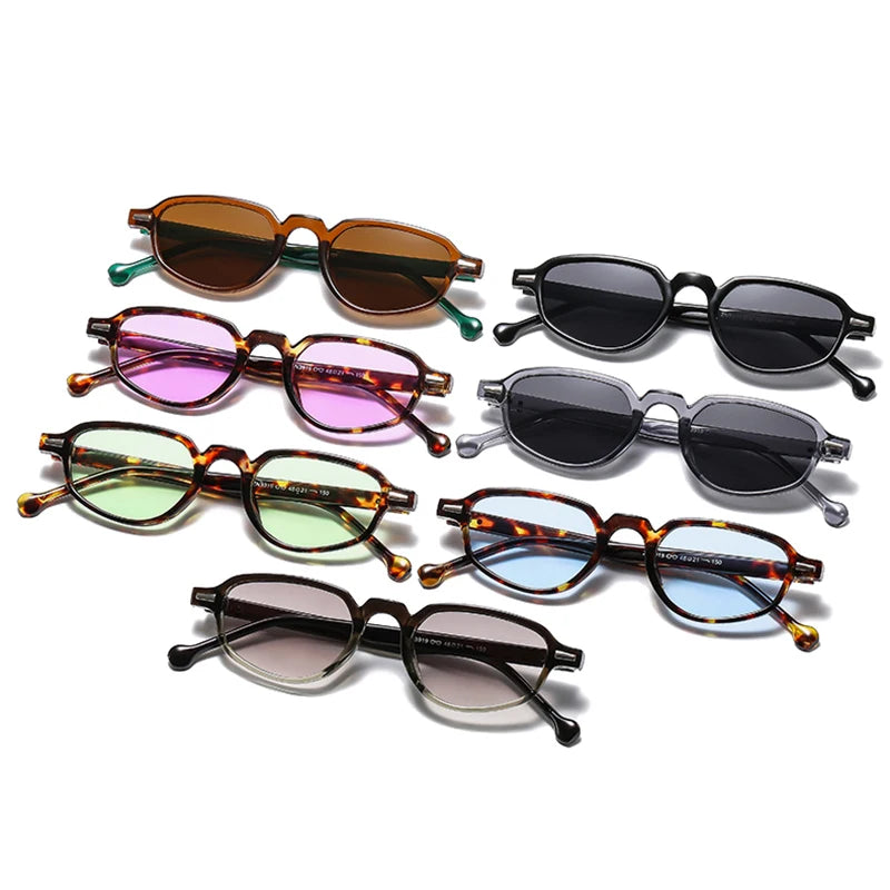 SHAUNA Ins Popular Fashion Small Cat Eye Women Sunglasses Retro Clear Ocean Lens Shades UV400 Men Rivets Sun Glasses