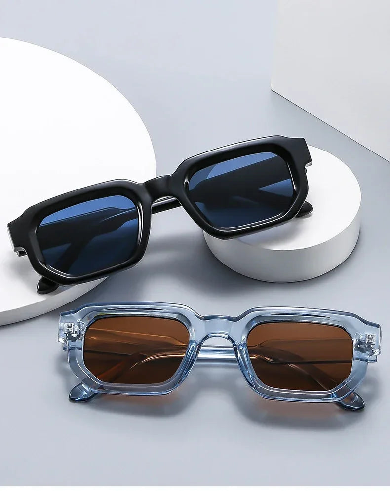 JNPCXI Fashion Blue Square Sunglasses For Women Men Retro Luxury Designer Clear Lens Sun Glasses Shades UV400 Eyeglasses