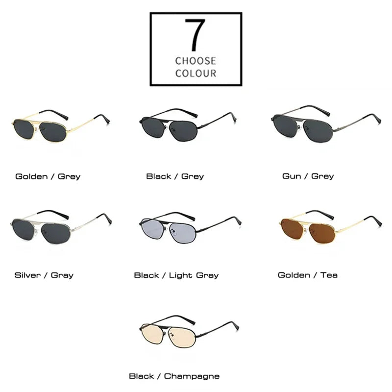 SO&EI Retro Metal Cat Eye Women Sunglasses Fashion Brand Designer Irregular Polygon Men Punk Shades UV400 Sun Glasses