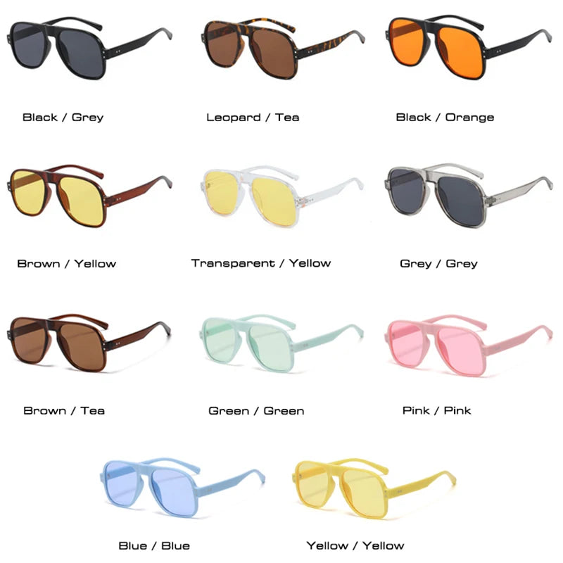 SHAUNA Fashion Pilot Men Sunglasses Retro Candy Color Shades UV400 Women Trending Rivets Sun Glasses