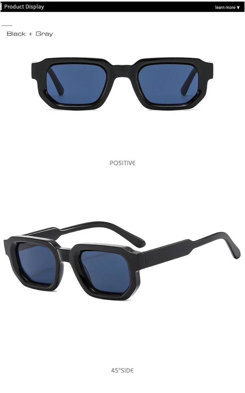 JNPCXI Fashion Blue Square Sunglasses For Women Men Retro Luxury Designer Clear Lens Sun Glasses Shades UV400 Eyeglasses