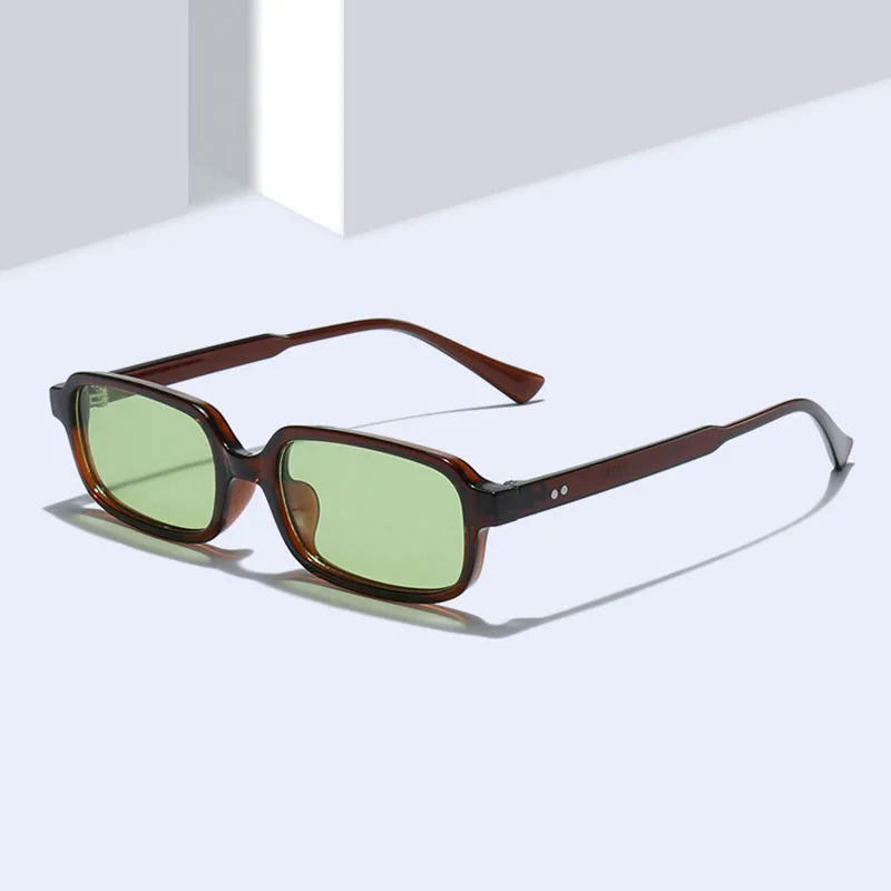 SO&EI Retro Rivets Small Rectangle Sunglasses Women Brand Designer Men Gradient Sun Glasses UV400