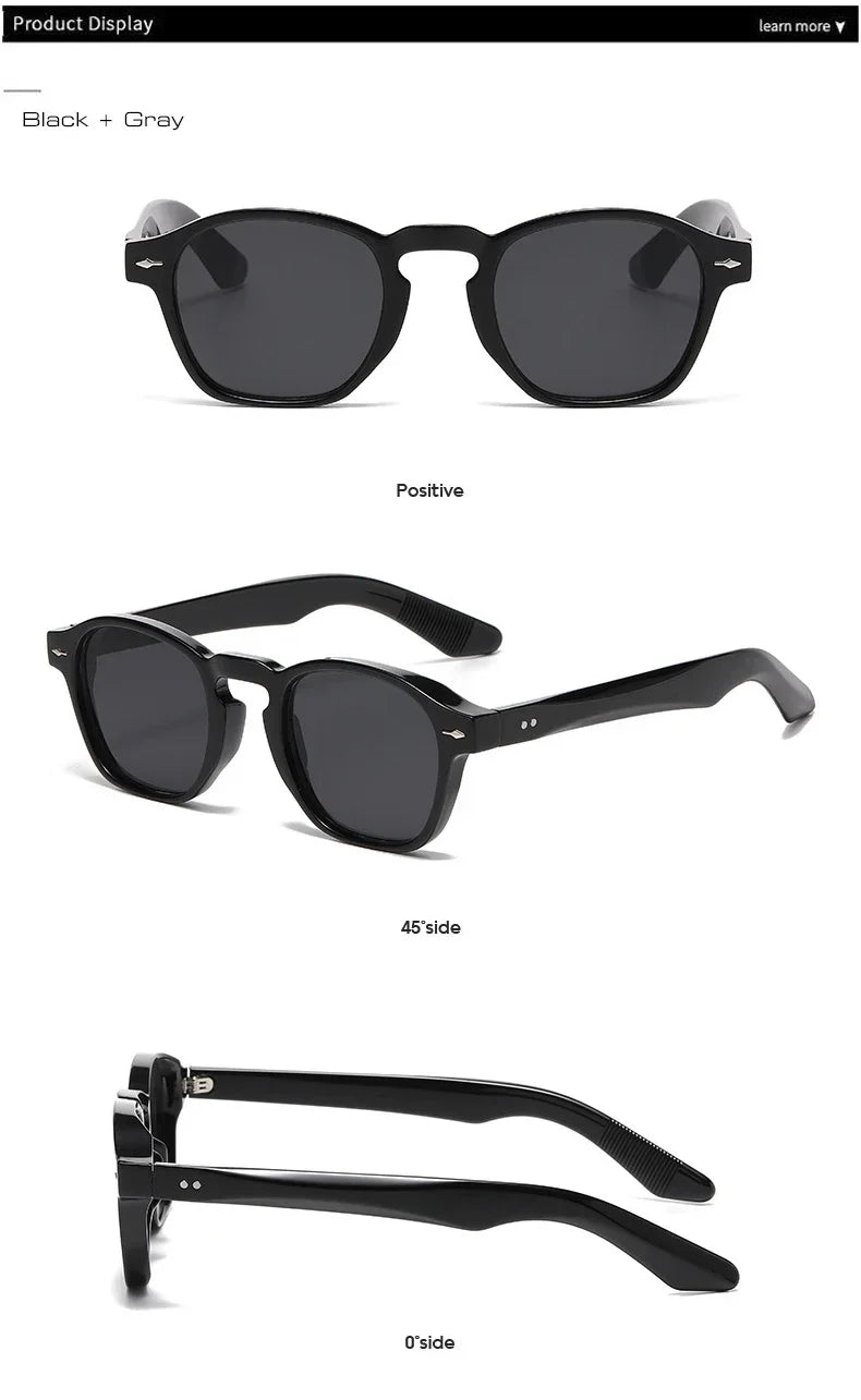 JNPCXI Retro Rivets Men Square Sunglasses Fashion Blue Green Trending Shades UV400 Women Clear Frame