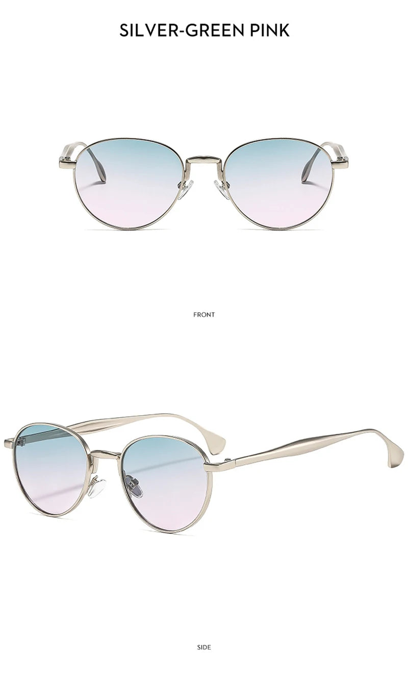 SHAUNA Retro Metal Round Punk Men Sunglasses Shades UV400 Fashion Trending Gradient Women Sun Glasses